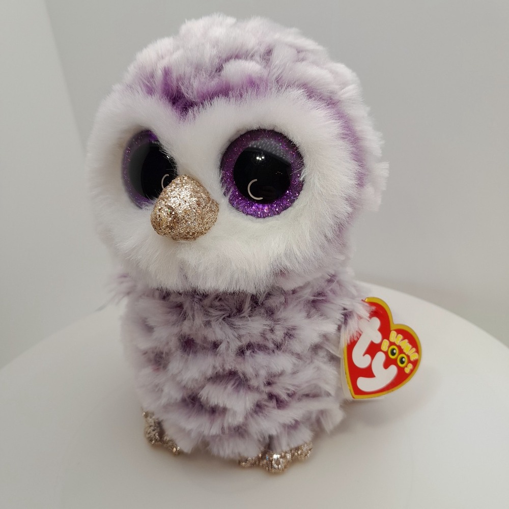 TY Beanie Boos Moonlight the Purple Owl 6 Inch Glitter Eyes Plush Toy - Picture 2 of 10